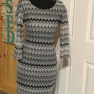 Black and White Patterned Women's Dress